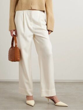 INTERIOR “The Man’s” Pleated Wool-Blend Twill Wide Leg Pants